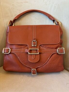Guia’s Italian Leather Top-Handle Satchel in burnt orange